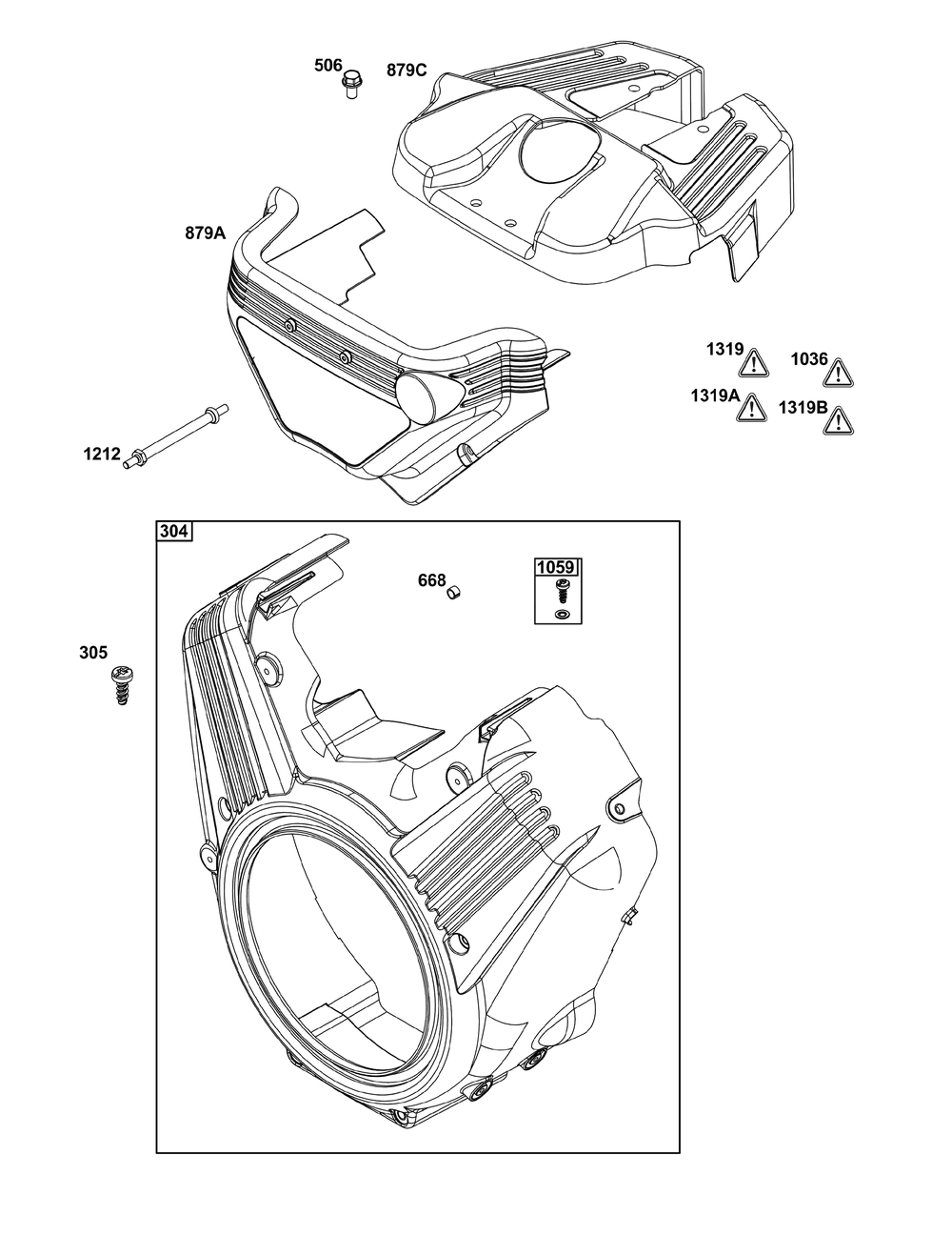 Blower Housing Group Diagram and Parts List for 61E377-0052-J1 400000 - 699999 Briggs and Stratton Engine